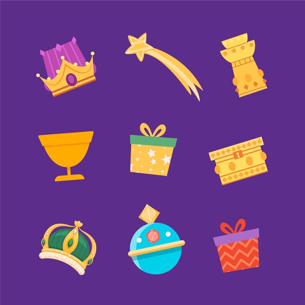 Colección de elementos planos para reyes magos