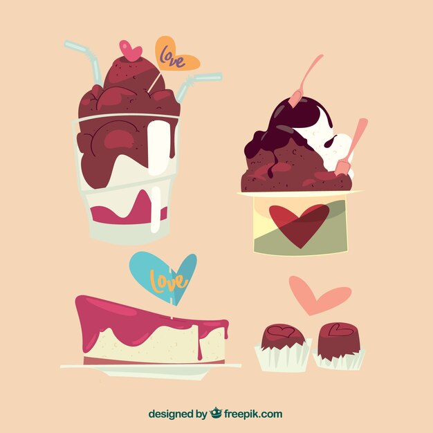 Colección de elementos planos de san valentín 