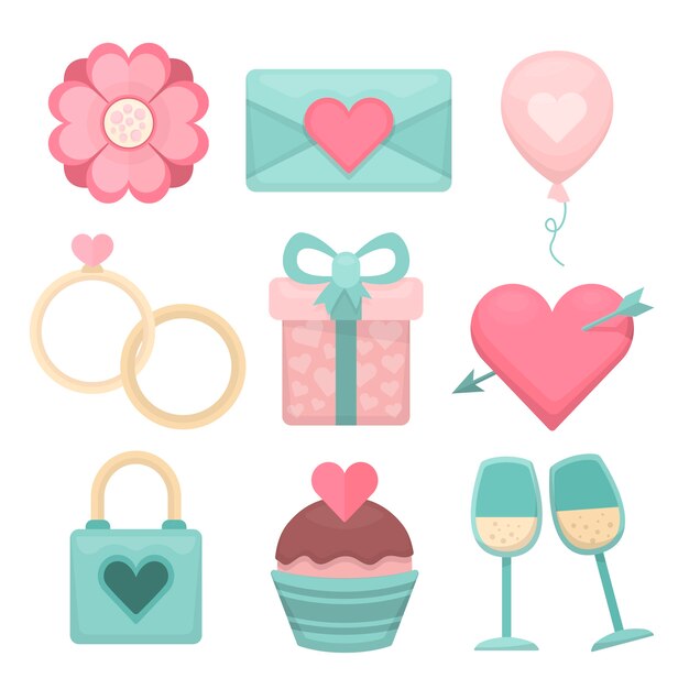 Colección de elementos planos de San Valentín