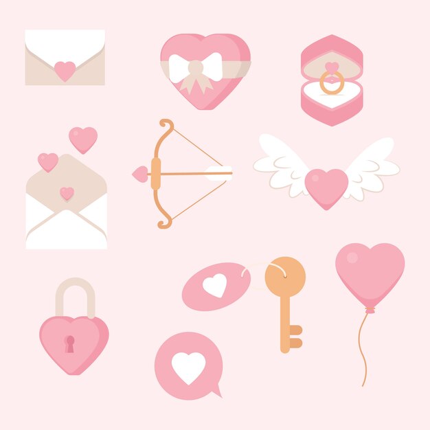 Colección de elementos planos de San Valentín