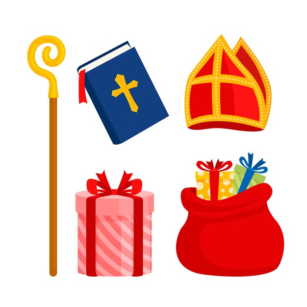 Colección de elementos planos de sinterklaas