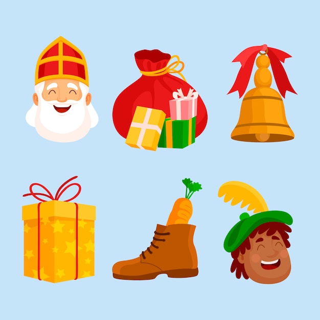 Colección de elementos planos de sinterklaas