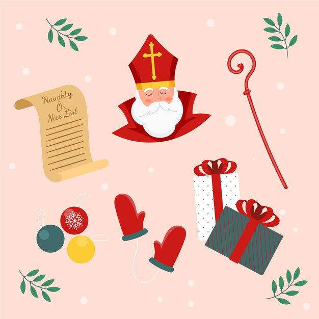 Colección de elementos planos de sinterklaas