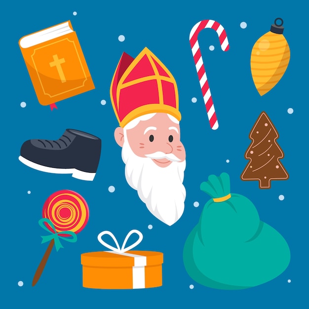 Colección de elementos planos de sinterklaas