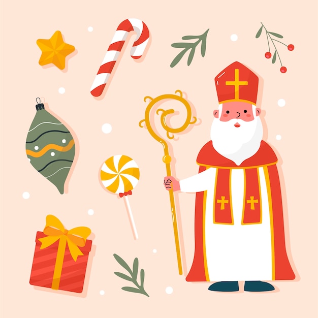 Vector gratuito colección de elementos planos de sinterklaas