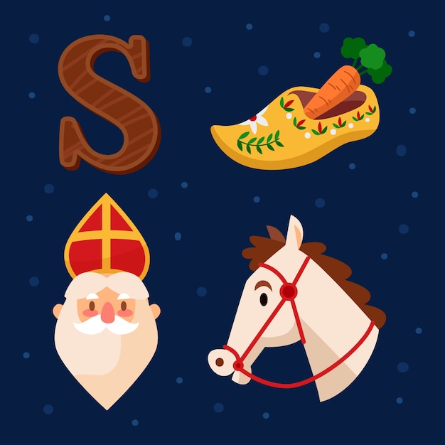 Colección de elementos planos de sinterklaas