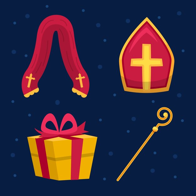 Colección de elementos planos de sinterklaas