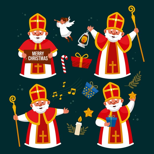 Colección de elementos planos de sinterklaas