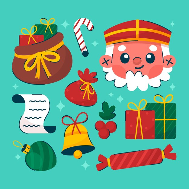 Colección de elementos planos de sinterklaas