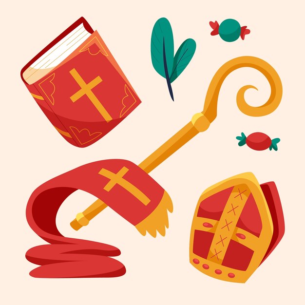 Colección de elementos planos de sinterklaas