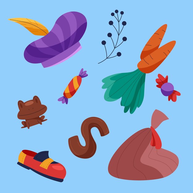 Colección de elementos planos de sinterklaas