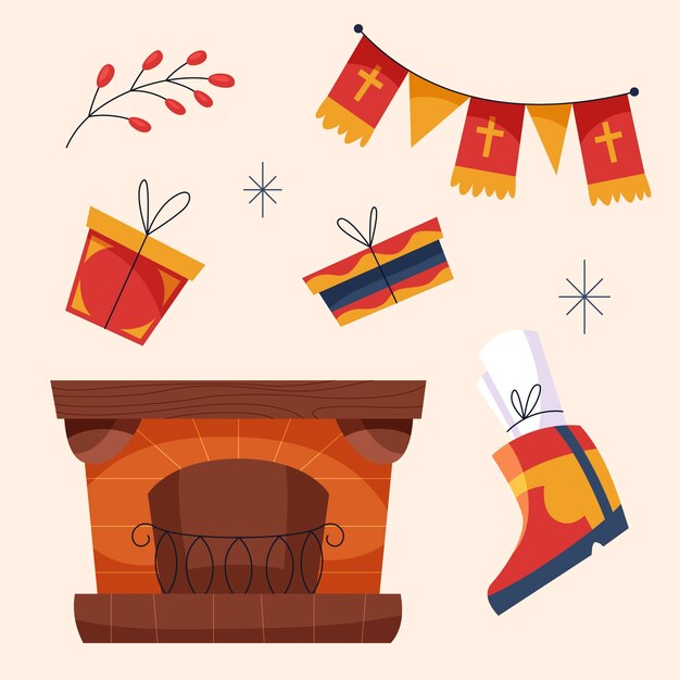 Colección de elementos planos de sinterklaas