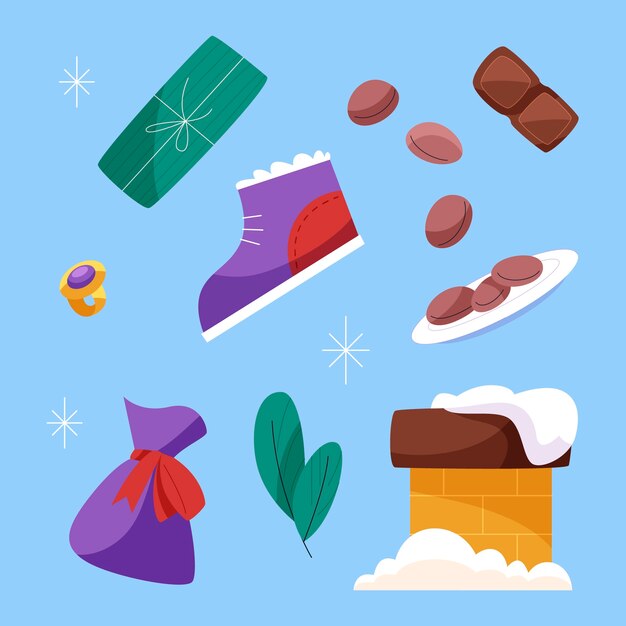 Colección de elementos planos de sinterklaas