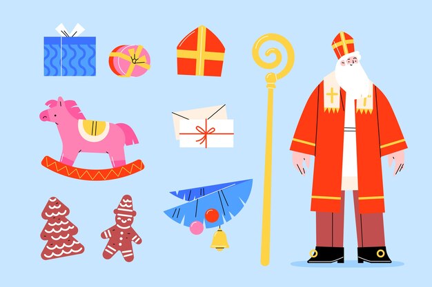 Colección de elementos planos de sinterklaas