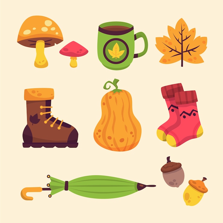 Vector gratuito colección de elementos planos para la temporada de otoño