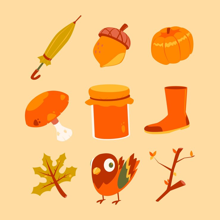Vector gratuito colección de elementos planos para la temporada de otoño