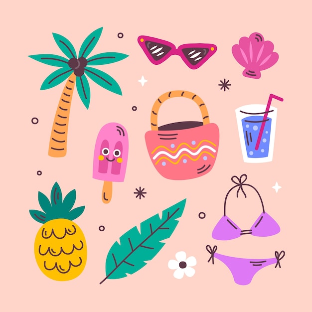 Colección de elementos planos para la temporada de verano.