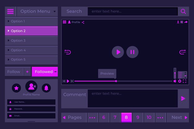 Colección de elementos planos ui / ux