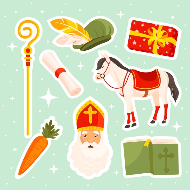 Vector gratuito colección de elementos planos para las vacaciones holandesas de sinterklaas.