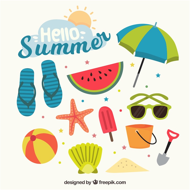 Vector gratuito colección de elementos de playa