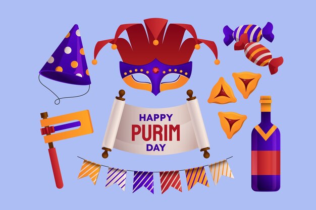 Colección de elementos purim degradados