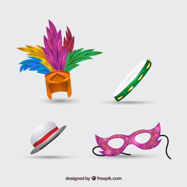 Colección de elementos realistas de carnaval