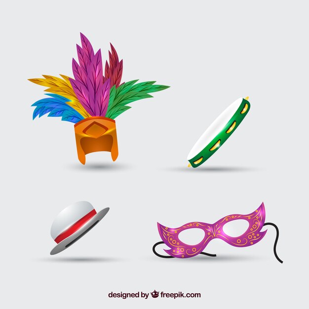 Colección de elementos realistas de carnaval