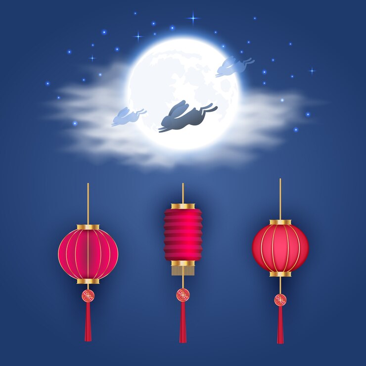 Vector gratuito colección de elementos realistas para la celebración del festival del medio otoño.