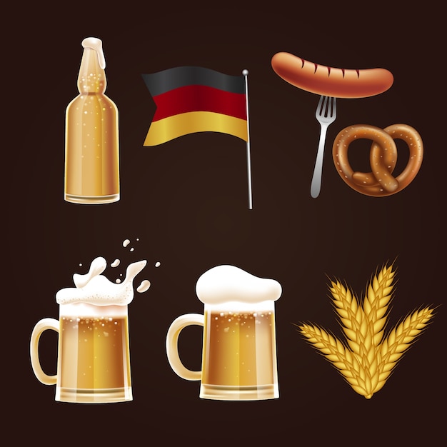 Vector gratuito colección de elementos realistas para el festival oktoberfest.