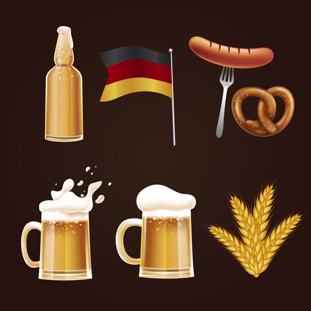 Colección de elementos realistas para el festival oktoberfest.
