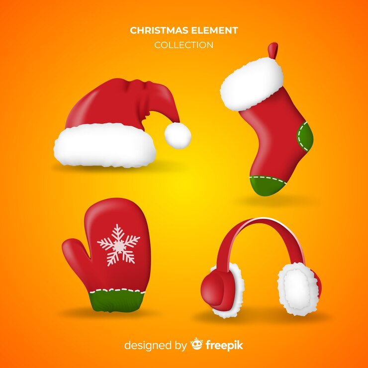 Vector gratuito colección de elementos realistas de navidad