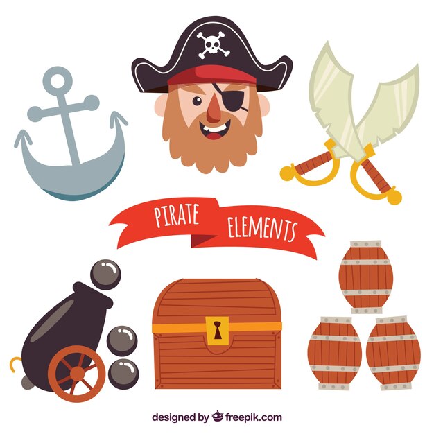 Colección de elementos realistas de piratas