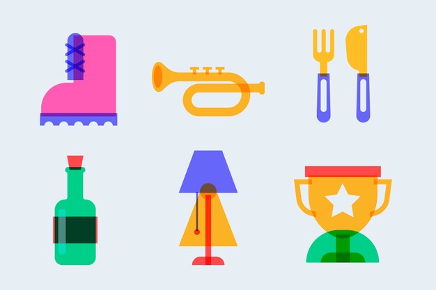 Colección de elementos de risografía de diseño plano
