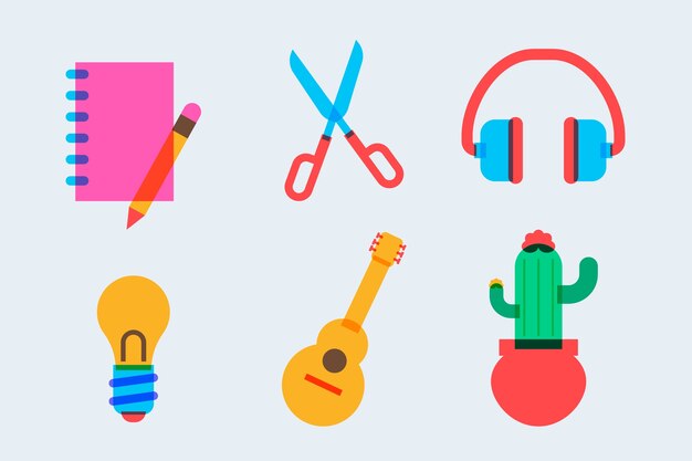 Colección de elementos de risografía de diseño plano