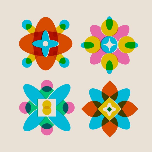 Colección de elementos de risografía de diseño plano