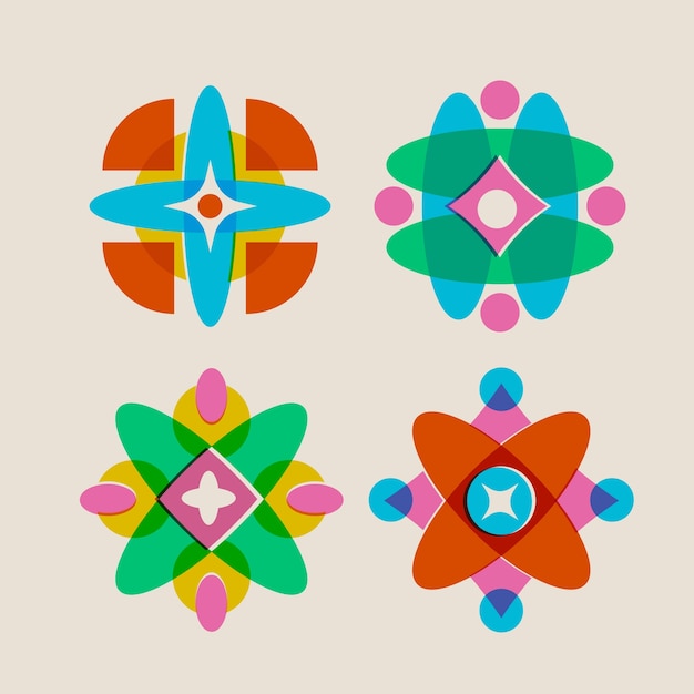 Colección de elementos de risografía de diseño plano