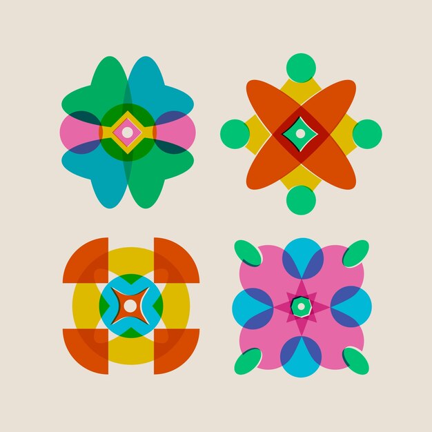 Colección de elementos de risografía de diseño plano