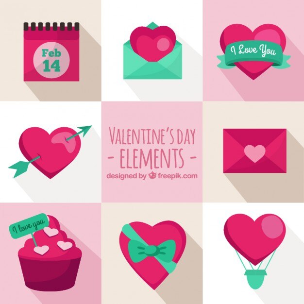 Colección de elementos rosa del día de san valentín