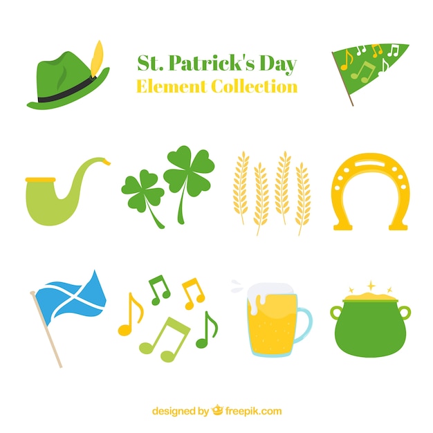 Vector gratuito colección de elementos de san patricio dibujados a mano