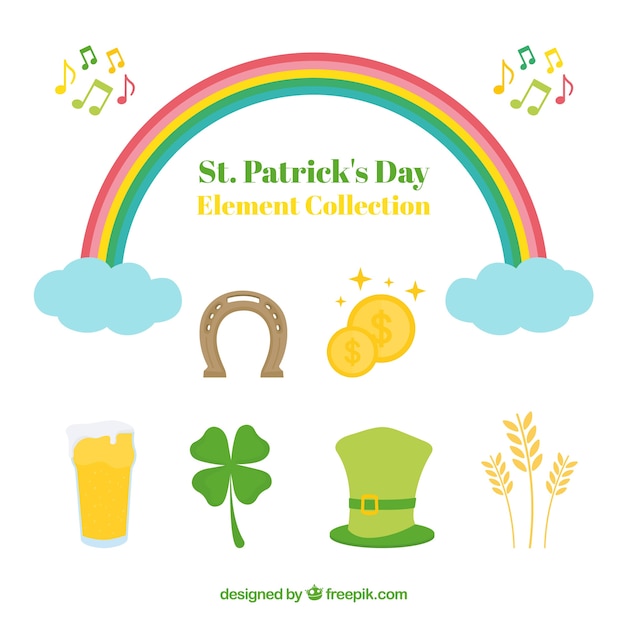 Vector gratuito colección de elementos de san patricio dibujados a mano