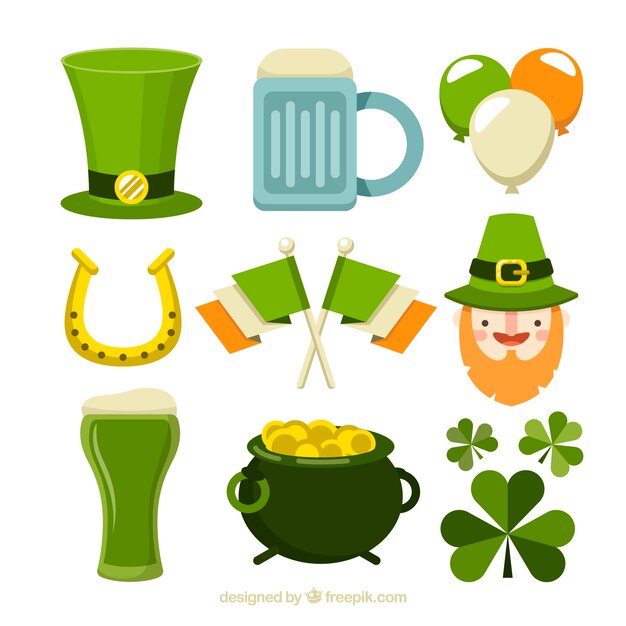 Colección de elementos de san patricio