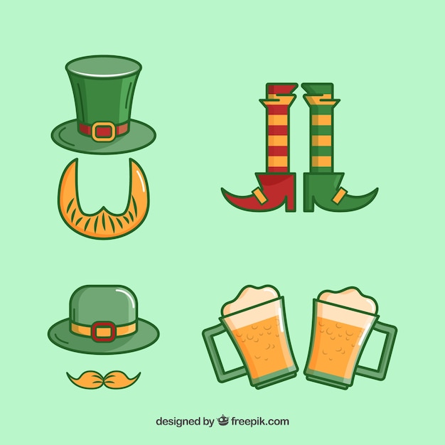 Vector gratuito colección de elementos de san patricio