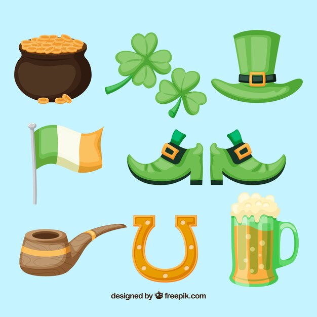 Colección de elementos de san patricio