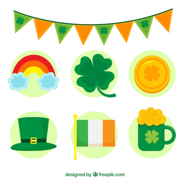 Vector gratuito colección de elementos de san patricio