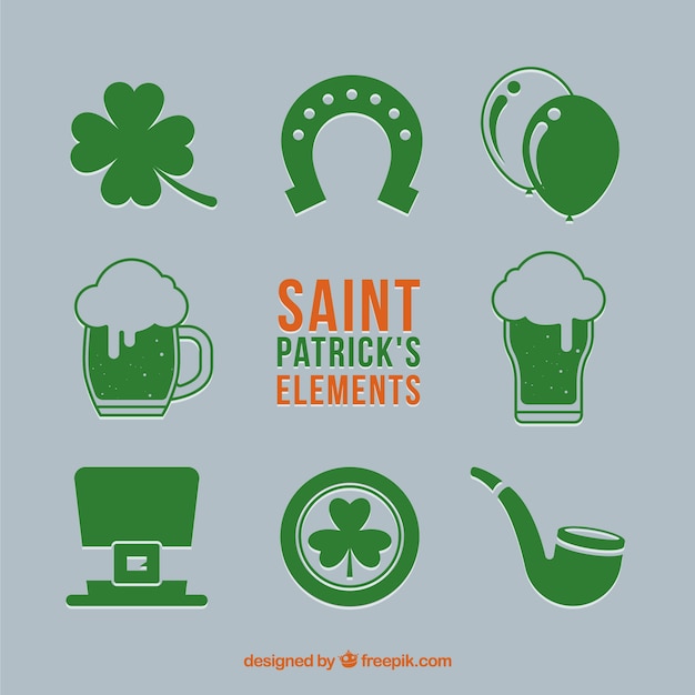 Vector gratuito colección de elementos de san patricio