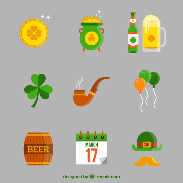 Colección de elementos de san patricio