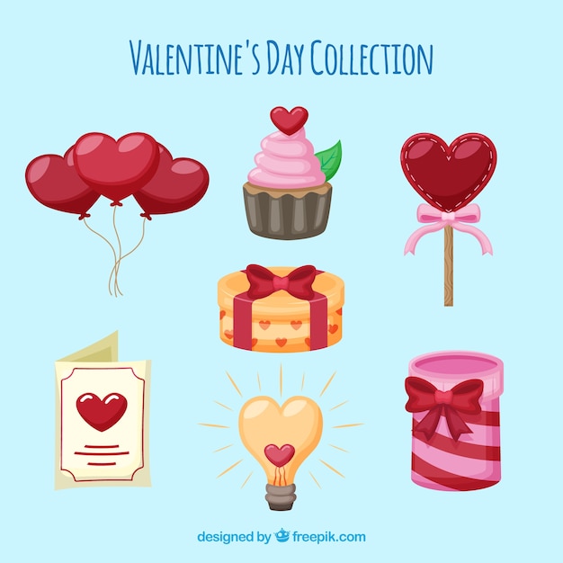 Colección de elementos de san valentín dibujados a mano