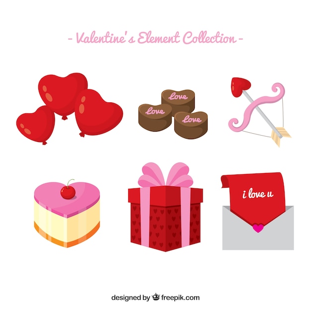 Colección de elementos de san valentín dibujados a mano