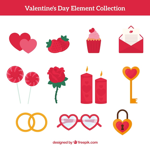 Colección de elementos de san valentín dibujados a mano