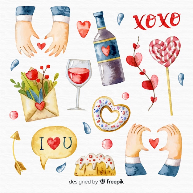 Colección de elementos de san valentín dibujados a mano